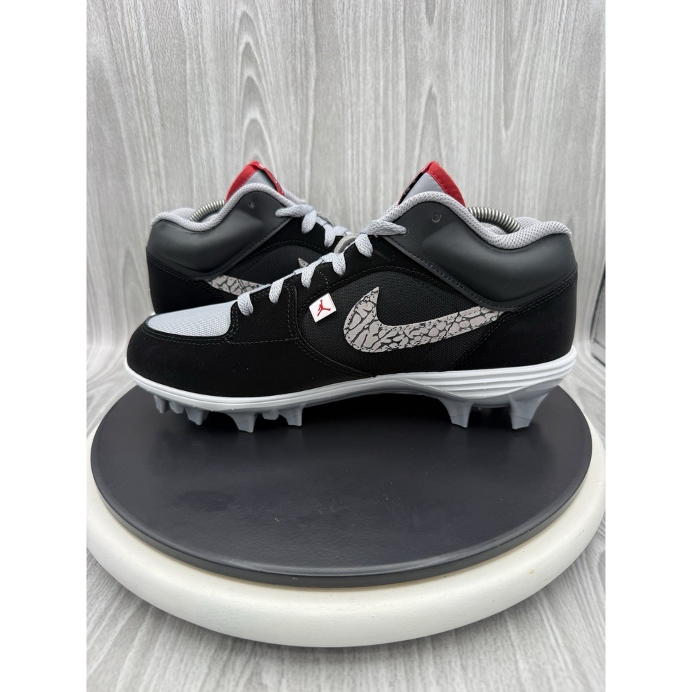 Nike Air Jordan Stadium 90 Mens Sz 10.5 Black Cement Football Cleats HQ0210-060 - Picture 6 of 10